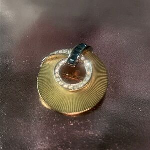 Marcel Boucher Circle Twist Gold Tone and Rhinestone Brooch #46000